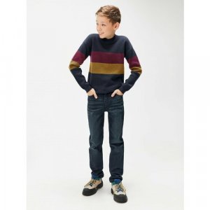 Пуловер , размер 146, синий, красный Acoola. Цвет: горчичный/синий/микс/красный