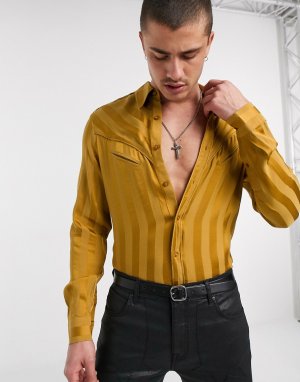 Атласная рубашка в стиле вестерн с длинными рукавами -Желтый ASOS EDITION