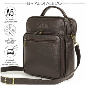 Кожаная сумка через плечо Aledo (Аледо) relief brown BRIALDI. Цвет: коричневый