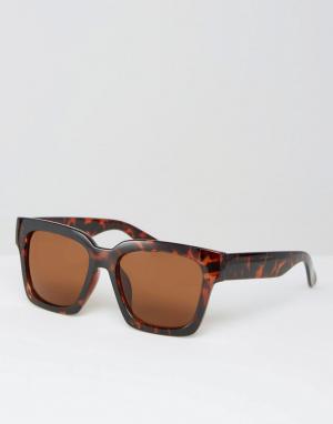 Солнцезащитные оversize-очки в черепаховой оправе Missguided. Цвет: коричневый
