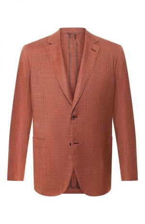 Пиджак из смеси шерсти и шелка Brioni. Цвет: коричневый
