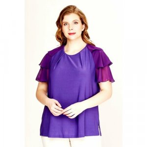 Блуза , размер 50, фиолетовый Olsi. Цвет: черный
