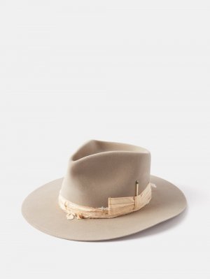 Фетровая шляпа-федора с репсовой лентой , серый Nick Fouquet