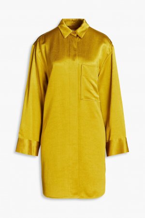Платье-рубашка мини Olisse из жатого атласного крепа , зеленый шалфей By Malene Birger