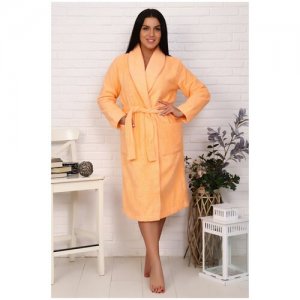 Халат удлиненный, длинный рукав, пояс, карманы, размер 50, оранжевый MillenaSharm. Цвет: бирюзовый