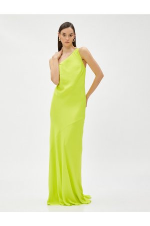 Вечернее платье в сеточку на одно плечо , зеленый Koton
