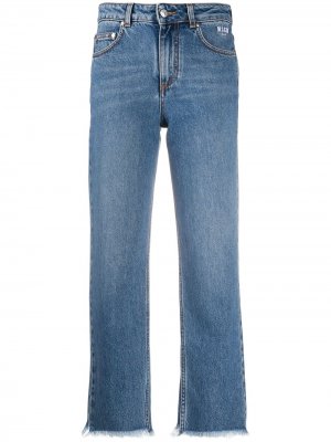 Укороченные джинсы с бахромой MSGM. Цвет: синий