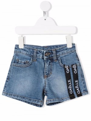 Logo-tape five-pocket denim shorts Gaelle Paris Kids. Цвет: синий