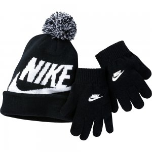 Детский набор: шапка и перчатки Swoosh Pom Beanie Glv Set Nike. Цвет: черный