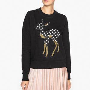 Свитшот Bambi с бисером и блестками OFFIE1 ESSENTIEL ANTWERP. Цвет: черный