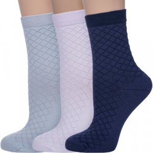 Носки , 3 пары, размер 21-23, синий, фиолетовый, серый AKOS. Цвет: серый/синий/фиолетовый