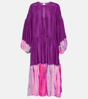 Платье макси amelia из шелка с принтом тай-дай , розовый Anna Kosturova