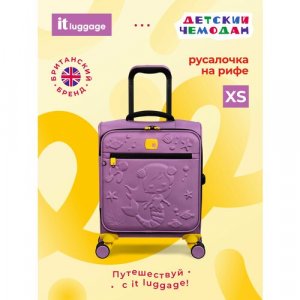Чемодан-каталка , ручная кладь, 33х45х20 см, 2 кг, желтый, фиолетовый IT Luggage. Цвет: фиолетовый/желтый