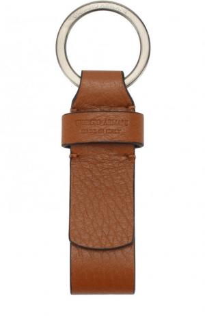 Кожаный брелок для ключей Giorgio Armani. Цвет: коричневый