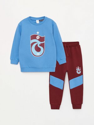 Толстовка и спортивные штаны для маленьких мальчиков с круглым вырезом длинными рукавами принтом Trabzonspor LCW baby