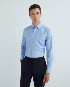 Мужская классическая рубашка классического кроя, 100% хлопок NON IRON, королевские оксфорды, классический воротник, смешанные манжеты , светло-синий Rushmore
