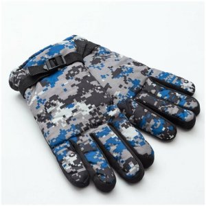 Перчатки , размер 25, хаки, голубой Minaku. Цвет: голубой