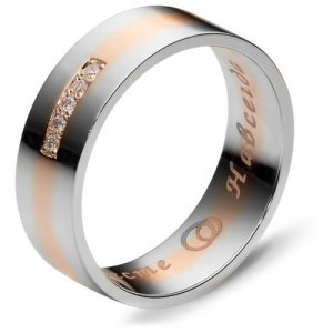 Обручальные кольца Обручальный перстень из золота с бриллиантами «Вместе навсегда», ширина 7 мм Эстет