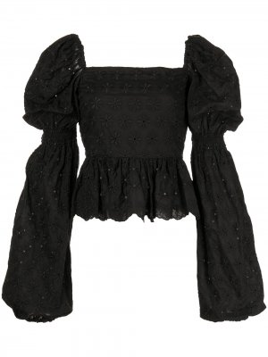 Блузка Wren с цветочной вышивкой Caroline Constas. Цвет: черный