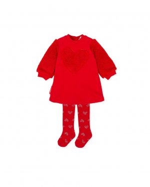 Платье из овчины с сердечками и колготками AGATHA RUIZ DE LA PRADA, красный Prada
