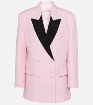 Двубортный пиджак из крепа от кутюр , розовый Valentino