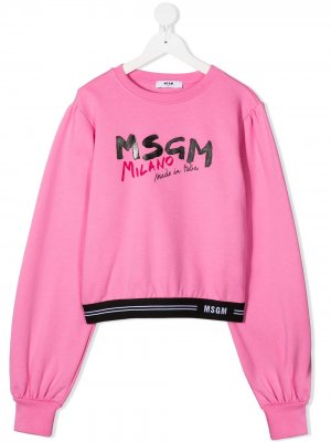 Толстовка с логотипом MSGM Kids. Цвет: розовый