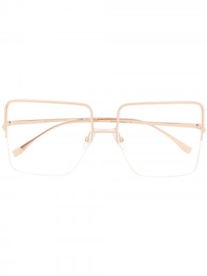 Очки в квадратной полуободковой оправе Fendi Eyewear. Цвет: золотистый