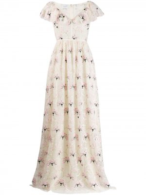 Вечернее платье с цветочным принтом Giambattista Valli. Цвет: белый