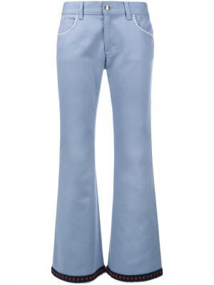 Расклешенные джинсы с кружевной отделкой Gucci. Цвет: синий