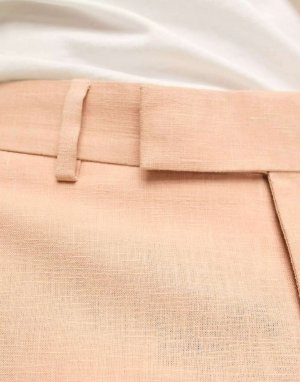 Розовые широкие костюмные брюки из нежного льна Asos. Цвет: розовый