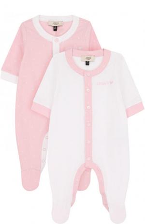 Хлопковый комплект из двух пижам и сумки Armani Junior. Цвет: розовый