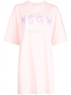 Платье-футболка с логотипом MSGM. Цвет: розовый