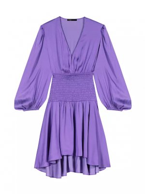 Короткое атласное платье , фиолетовый Maje
