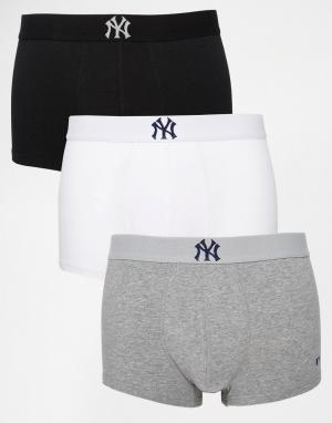 Комплект из 3 пар укороченных боксеров-брифов New York Yankee Yankees. Цвет: черный