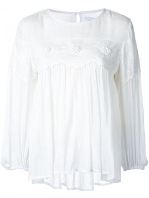 Блузка с макраме Muveil. Цвет: белый