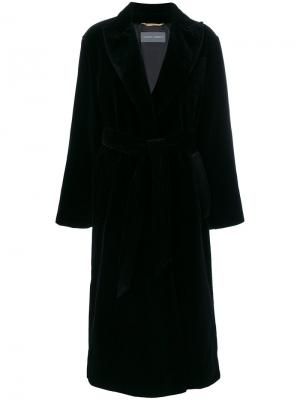 Свободное пальто с поясом Alberta Ferretti. Цвет: черный