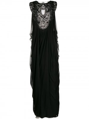 Длинное платье с вышивкой бисером Alberta Ferretti. Цвет: черный