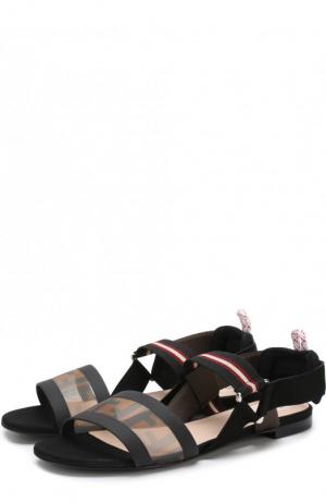 Текстильные сандалии с принтом Fendi. Цвет: коричневый