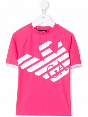 Logo crew-neck T-shirt Emporio Armani Kids. Цвет: розовый