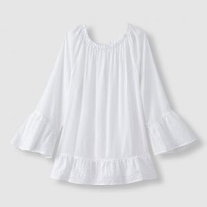 Блузка с рукавами 3/4 и вышивкой BRIGITTE BARDOT X LA REDOUTE MADAME. Цвет: белый