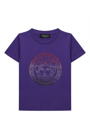 Хлопковая футболка Versace. Цвет: фиолетовый