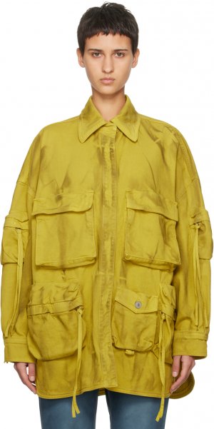Желтое джинсовое пальто с папоротником The Attico