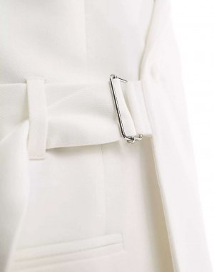 Белый тонкий пиджак с поясом ASOS