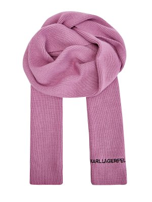 Шарф эластичной вязки из коллекции K/Essential с вышивкой KARL LAGERFELD. Цвет: розовый