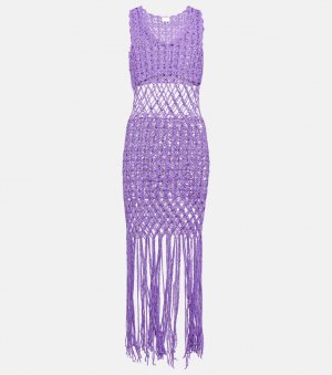 Мини-платье цыганского вязания крючком ANNA KOSTUROVA, фиолетовый Kosturova