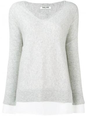 Пуловер с V-образной горловиной Max & Moi. Цвет: серый