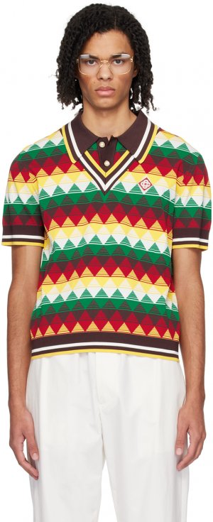 Разноцветная футболка-поло с ромбами Casablanca