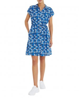 Платье-рубашка с коротким рукавом и принтом , индиго Tommy Hilfiger