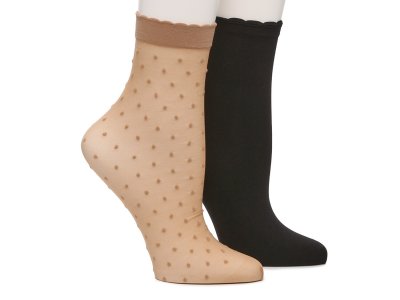 Прозрачные носки до щиколотки с оборками в горошек — упаковка 2 шт., черный/коричневый Mix No. 6