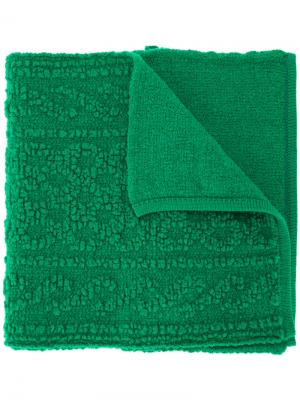 Вязаный шарф с рельефным узором COOHEM. Цвет: зелёный